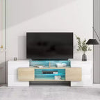 80 Modern TV Stand, Entertainment Center With 2 Illuminated Glass Shelves TV Cabinet For Living Room