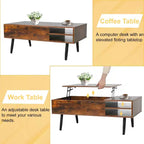 Table basse relevable moderne et minimaliste FDW avec rangement dissimulé et étagères ouvertes Table basse parfaite