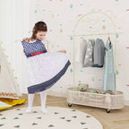 Portant à vêtements pour enfants Costway avec 3 hauteurs réglables, penderie sur pied blanc/rose