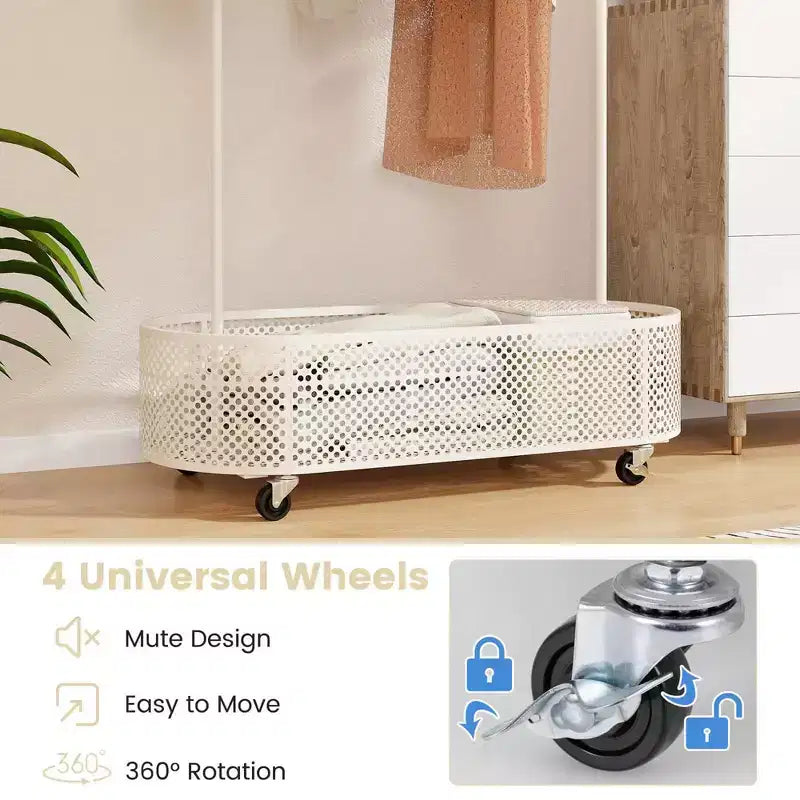 Portant à vêtements pour enfants Costway avec 3 hauteurs réglables, penderie sur pied blanc/rose