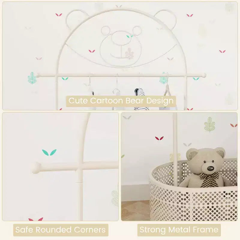 Portant à vêtements pour enfants Costway avec 3 hauteurs réglables, penderie sur pied blanc/rose