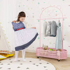 Portant à vêtements pour enfants Costway avec 3 hauteurs réglables, penderie sur pied blanc/rose