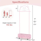Portant à vêtements pour enfants Costway avec 3 hauteurs réglables, penderie sur pied blanc/rose
