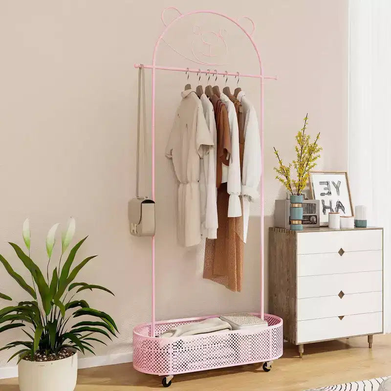 Portant à vêtements pour enfants Costway avec 3 hauteurs réglables, penderie sur pied blanc/rose
