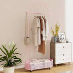 Portant à vêtements pour enfants Costway avec 3 hauteurs réglables, penderie sur pied blanc/rose