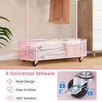 Portant à vêtements pour enfants Costway avec 3 hauteurs réglables, penderie sur pied blanc/rose