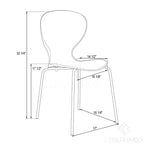 LeisureMod Oyster Chaises de salle à manger transparentes (Lot de 4) - Design incurvé empilable avec pieds en acier inoxydable noir pour cuisine ou salle à manger