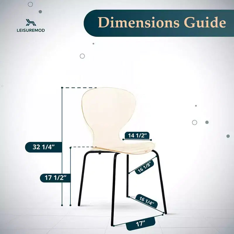LeisureMod Oyster Chaises de salle à manger transparentes (Lot de 4) - Design incurvé empilable avec pieds en acier inoxydable noir pour cuisine ou salle à manger