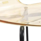 LeisureMod Oyster Chaises de salle à manger transparentes (Lot de 4) - Design incurvé empilable avec pieds en acier inoxydable noir pour cuisine ou salle à manger