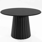 Table de salle à manger ronde Dovelina Black Wood Tables de cuisine avec piètement design pour 6 personnes