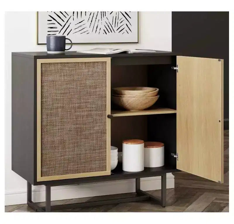 Nathan James Lot de 3 consoles Kova en rotin avec portes