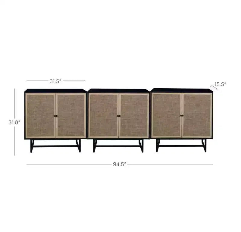 Nathan James Lot de 3 consoles Kova en rotin avec portes