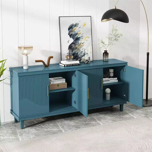 Buffet 4 portes de 70,07 po, meuble de rangement moderne, capacité de charge de 330 lb pour salon, cuisine, chambre à coucher, couloir
