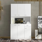 Grande armoire de style ferme rustique avec étagères, compartiment ouvert et tiroir, armoire de rangement autoportante