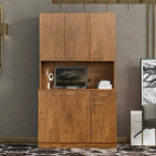 Grande armoire de style ferme rustique avec étagères, compartiment ouvert et tiroir, armoire de rangement autoportante