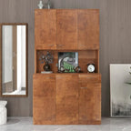 Grande armoire de style ferme rustique avec étagères, compartiment ouvert et tiroir, armoire de rangement autoportante