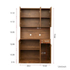 Grande armoire de style ferme rustique avec étagères, compartiment ouvert et tiroir, armoire de rangement autoportante