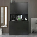 Grande armoire de style ferme rustique avec étagères, compartiment ouvert et tiroir, armoire de rangement autoportante