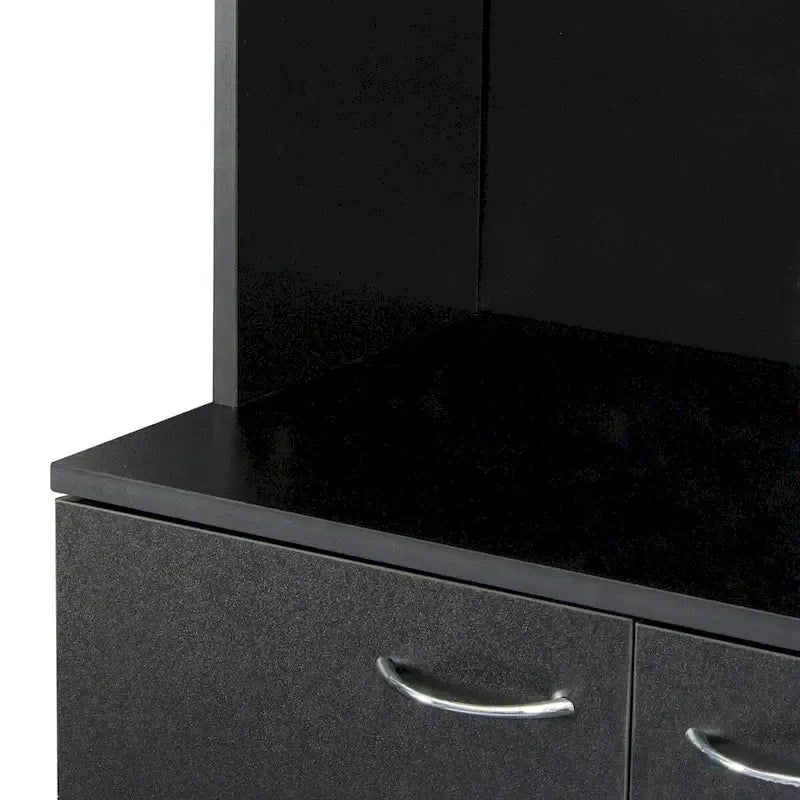Grande armoire de style ferme rustique avec étagères, compartiment ouvert et tiroir, armoire de rangement autoportante