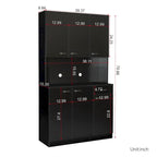 Grande armoire de style ferme rustique avec étagères, compartiment ouvert et tiroir, armoire de rangement autoportante