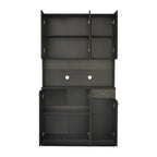 Grande armoire de style ferme rustique avec étagères, compartiment ouvert et tiroir, armoire de rangement autoportante