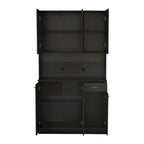 Grande armoire de style ferme rustique avec étagères, compartiment ouvert et tiroir, armoire de rangement autoportante
