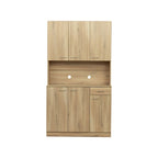 Grande armoire de style ferme rustique avec étagères, compartiment ouvert et tiroir, armoire de rangement autoportante