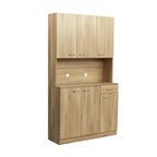 Grande armoire de style ferme rustique avec étagères, compartiment ouvert et tiroir, armoire de rangement autoportante