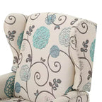 Christopher Knight Home Wescott Fauteuil inclinable contemporain en tissu à dossier haut et pousser pour incliner, motif floral beige clair et bleu