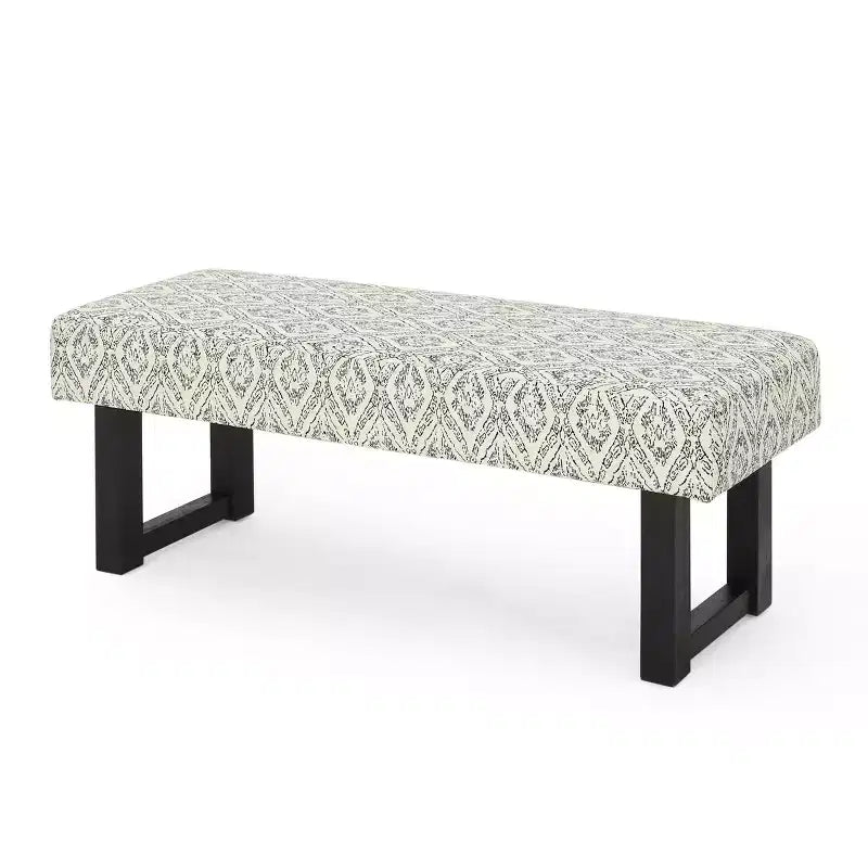 Christopher Knight Home Ashford Boho Fabric Upholstered Bench, Black Print and Black