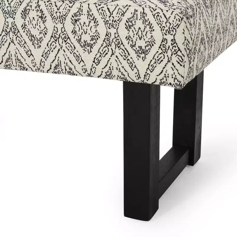 Banc Christopher Knight Home Ashford Boho en tissu rembourré, imprimé noir et noir