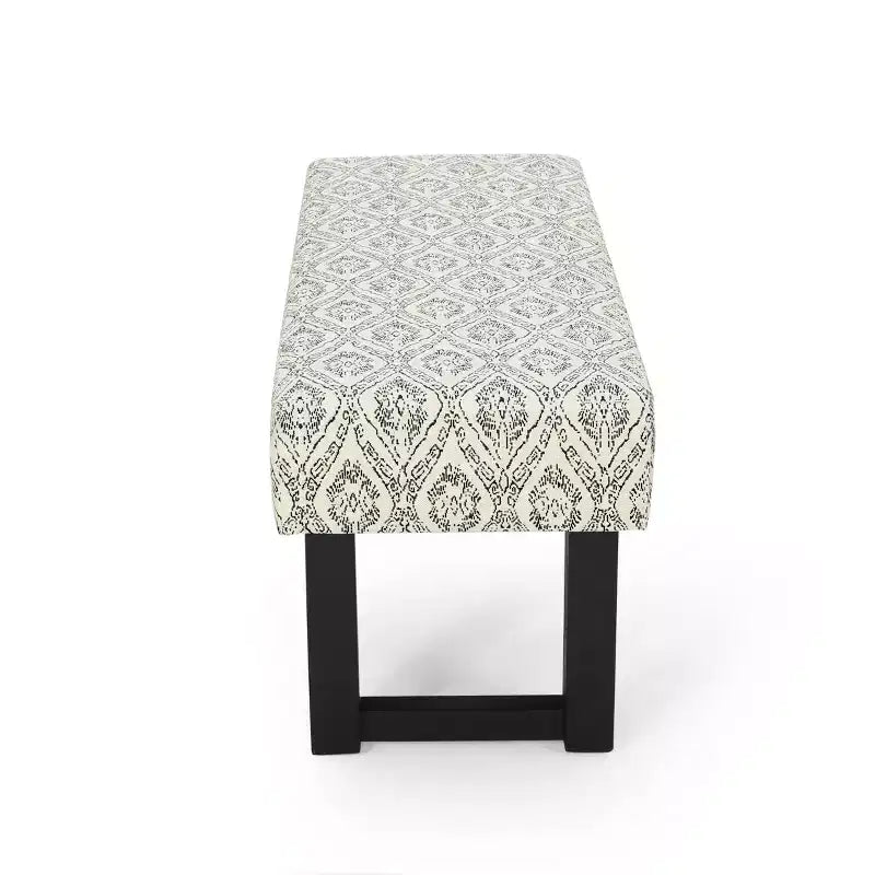 Banc Christopher Knight Home Ashford Boho en tissu rembourré, imprimé noir et noir