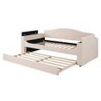 Lit de repos double en polaire avec accoudoirs de rangement et tiroir gigogne