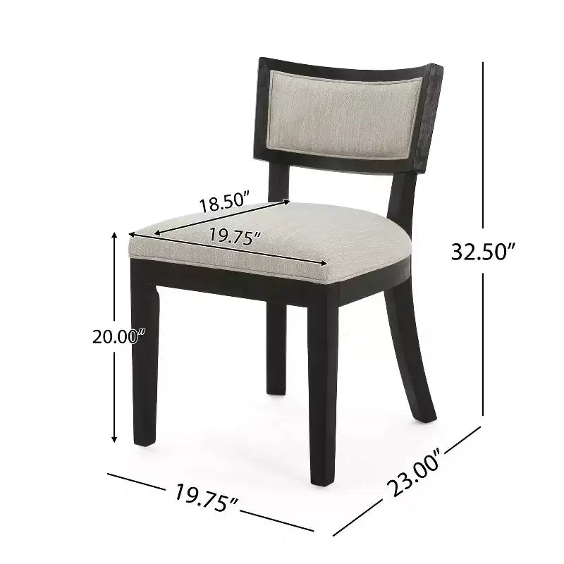 Chaise de salle à manger GDFStudio Steven en bois d'hévéa et tissu, lot de 2