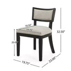 Chaise de salle à manger GDFStudio Steven en bois d'hévéa et tissu, lot de 2