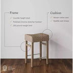 Nathan James Lot de 2 tabourets de bar hauteur comptoir Harvey en jonc de mer