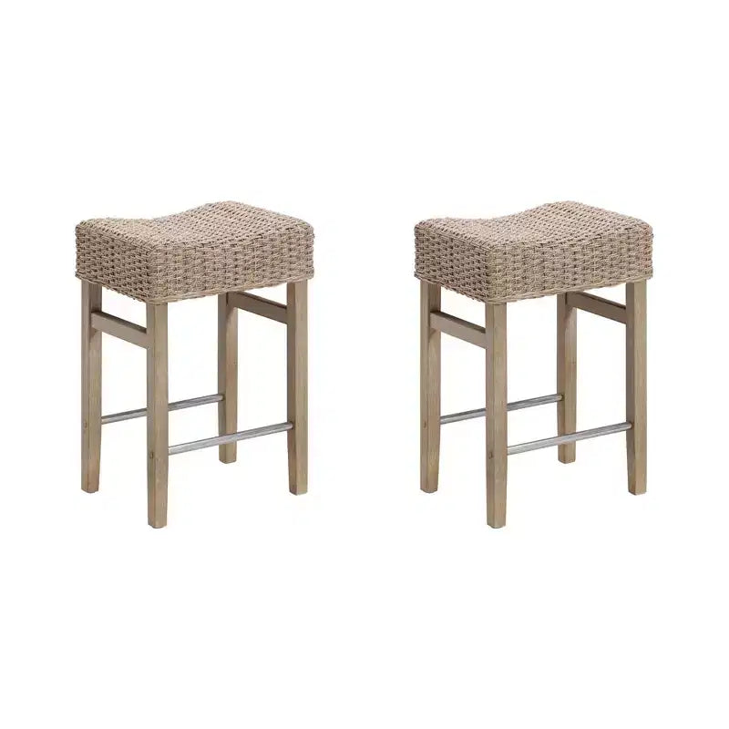 Nathan James Lot de 2 tabourets de bar hauteur comptoir Harvey en jonc de mer