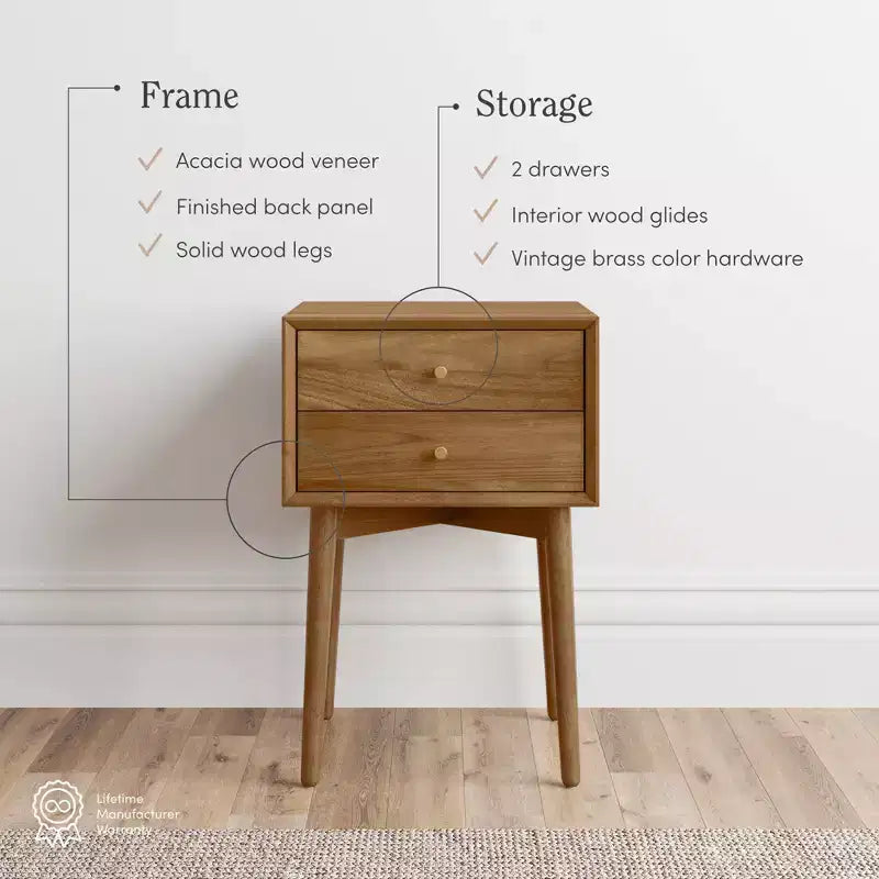 Nathan James Lot de 2 tables de chevet Harper