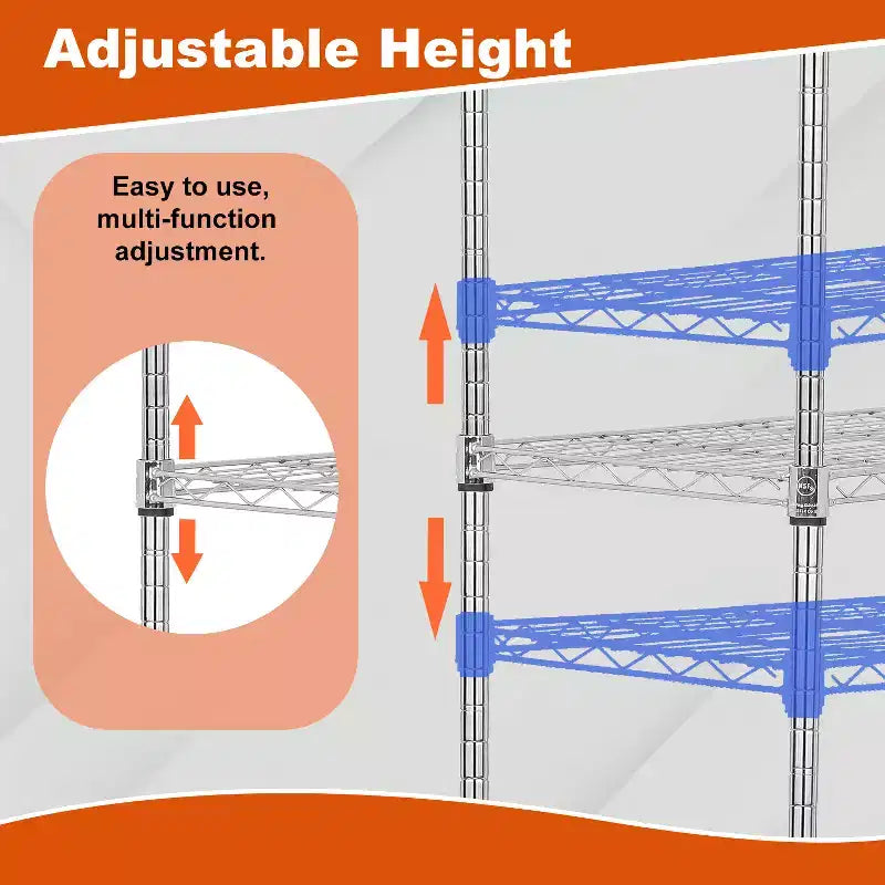 Étagère de rangement métallique à 3 niveaux réglables avec roulettes, noire