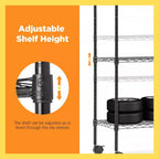 FDW Étagère métallique à 5 niveaux avec roulettes Unité de rangement robuste en métal Étagère de garage Étagère métallique