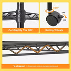 FDW Étagère métallique à 5 niveaux avec roulettes Unité de rangement robuste en métal Étagère de garage Étagère métallique