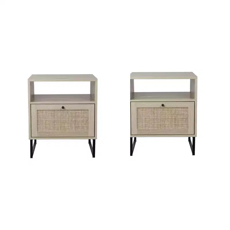 Nathan James Ensemble de 2 tables de chevet en rotin Mina