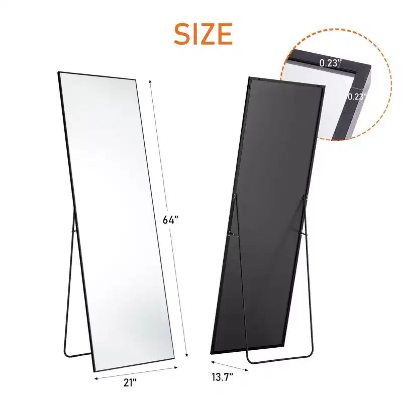 Sweetcrispy 64x21 Grand miroir pleine longueur : options autoportante, murale, à poser et à suspendre pour tous vos besoins
