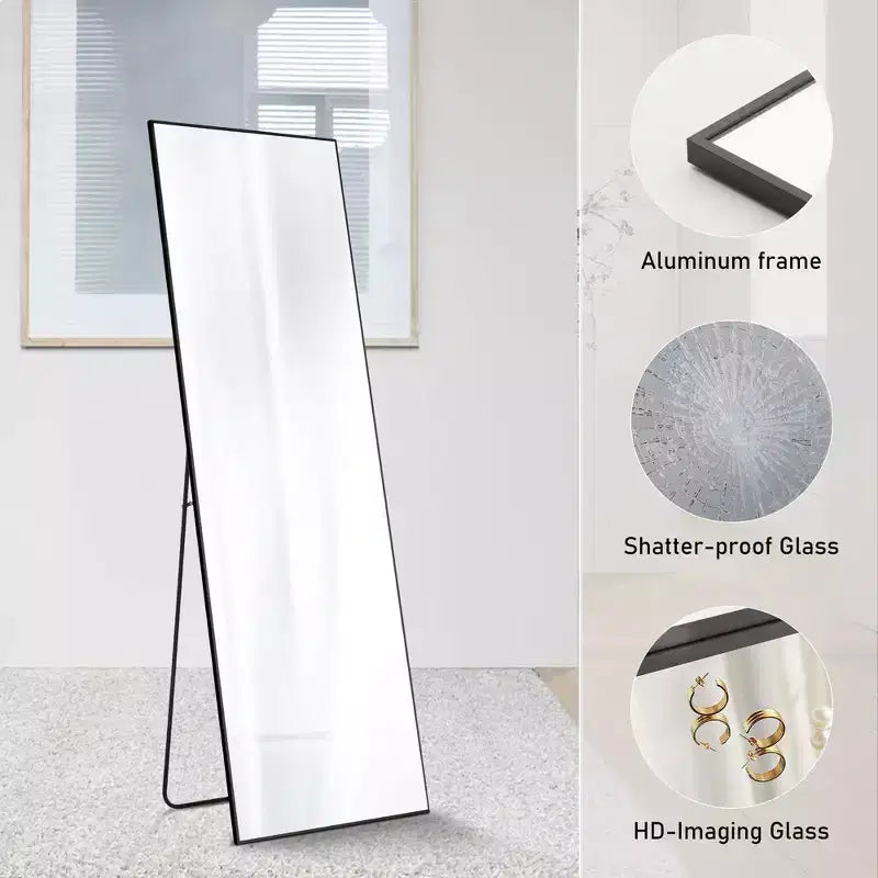 Sweetcrispy 64x21 Grand miroir pleine longueur : options autoportante, murale, à poser et à suspendre pour tous vos besoins