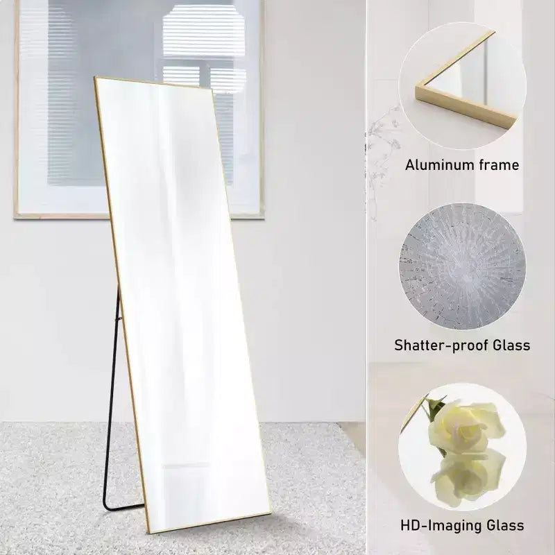 Sweetcrispy 64x21 Grand miroir pleine longueur : options autoportante, murale, à poser et à suspendre pour tous vos besoins