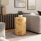 Jennifer Taylor Home Nebula 22 Table d'appoint colonne, bois de loupe marron naturel chaud