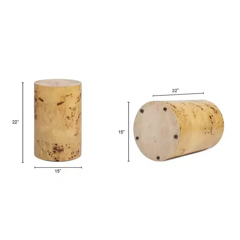 Jennifer Taylor Home Nebula 22 Table d'appoint colonne, bois de loupe marron naturel chaud