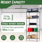 Étagère métallique à 5 niveaux FDW, unité de rangement robuste, organisateur de garage, étagère en fil métallique
