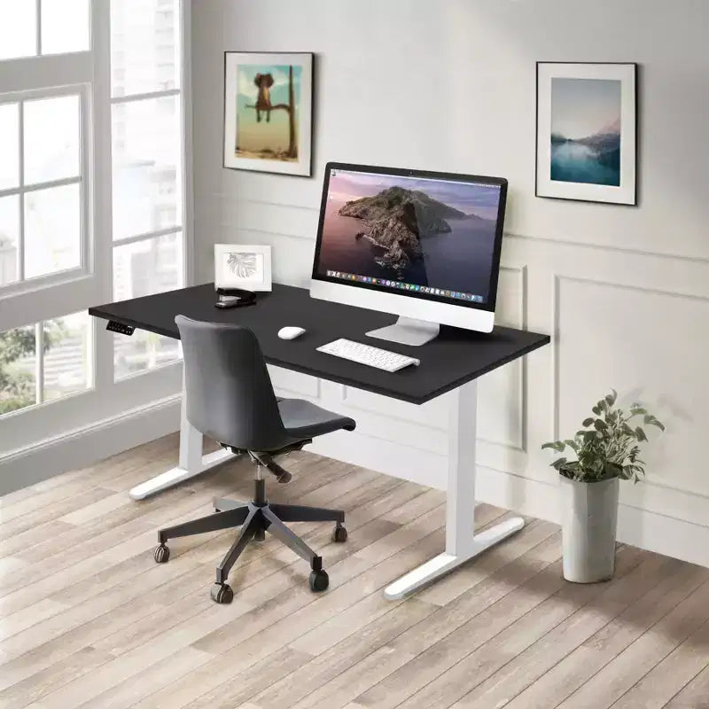 Mount-It! Bureau debout électrique à deux moteurs avec plateau de 55 pouces, base blanche