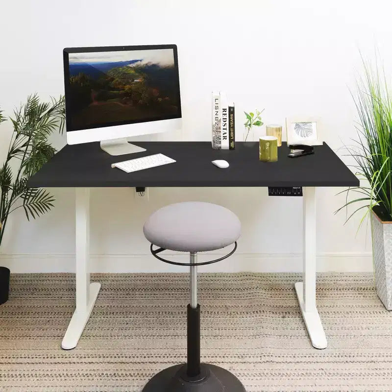 Mount-It! Bureau debout électrique à deux moteurs avec plateau de 55 pouces, base blanche